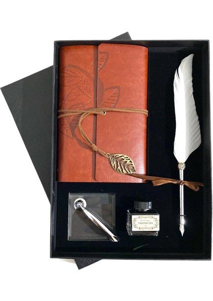 Kişiye Özel Kutulu Divit Kalem ve Deri Kaplı Anı Defteri