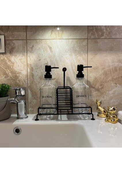 Elite Dayanıklı Metal Stand & 2'li Cam Sabunluk - Siyah 1 Adet fırsatları