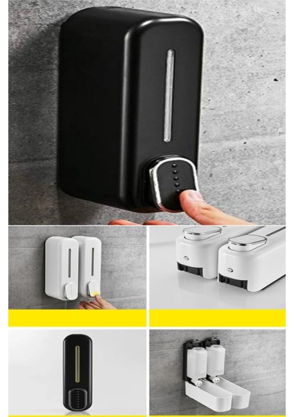 Elite 300ML Sıvı Sabunluk Duvara Monte Manuel Sabunluk Banyo Şampuan Duş Dispenseri Siyah 1 Adet