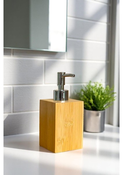 Elite 1 Adet Bambu Sıvı Sabunluk - Mutfak Banyo Sıvı Sabun Bulaşık Deterjanı Şişesi 250 ml 1 Adet