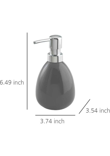 Elite Polaris Sabunluk, Yüksek Kaliteli Seramikten Yapılmış, 9,5 x 16,5 x 9 Cm, Kapasite 390 Ml, Gri 1 Adet