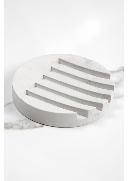 Elite Mermer Desenli Yuvarlak Model Beton Katı Sabunluk Su Giderli 10 cm 1 Adet fiyatları