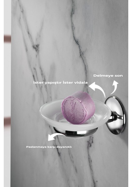 Elite Blg Haus Krom Kaplama Mat Plastik Hazneli Katı Sabunluk S-105 Kycshp 471408 1 Adet modelleri