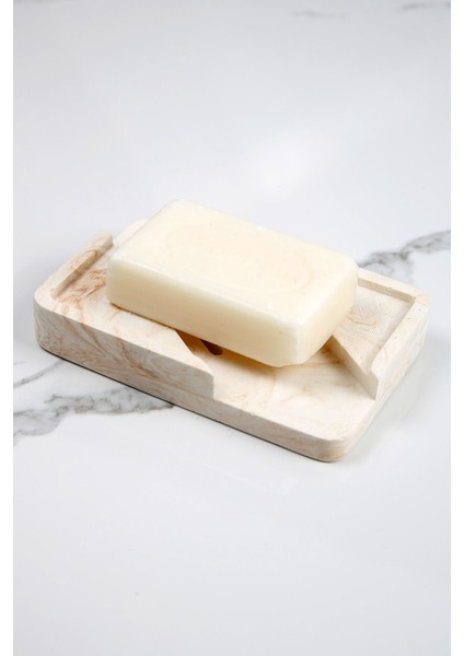 Elite Mermer Desenli Banyo Mutfak Tuvalet Beton Katı Sabunluk Su Giderli Süzgeç Model 8X13 cm 1 Adet