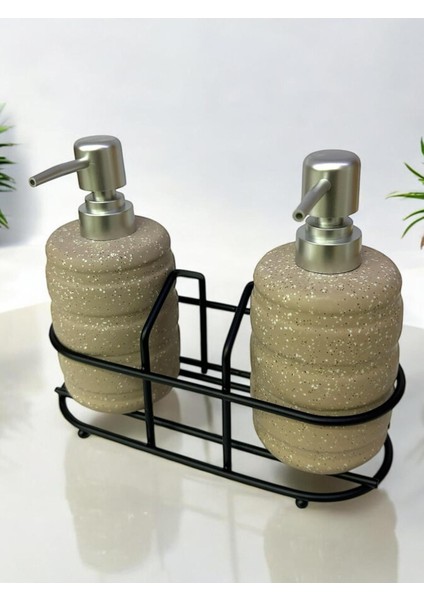Elite 4122 Metal Standlı Yuvarlak Sıvı Sabunluk Tezgah Üstü Banyo Mutfak Lavabo Sabunluğu 1 Adet