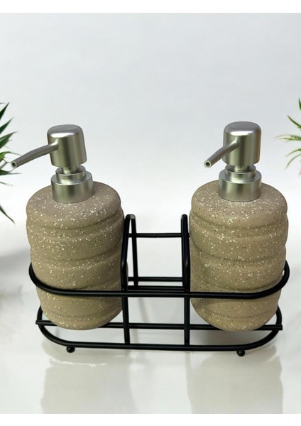 Elite 4122 Metal Standlı Yuvarlak Sıvı Sabunluk Tezgah Üstü Banyo Mutfak Lavabo Sabunluğu 1 Adet