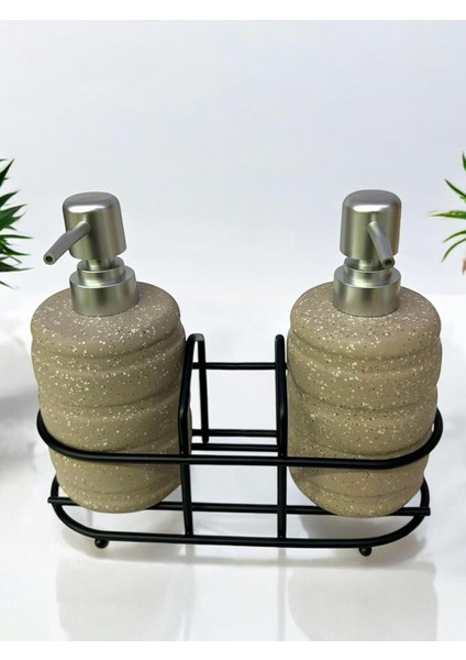 Elite 4122 Metal Standlı Yuvarlak Sıvı Sabunluk Tezgah Üstü Banyo Mutfak Lavabo Sabunluğu 1 Adet