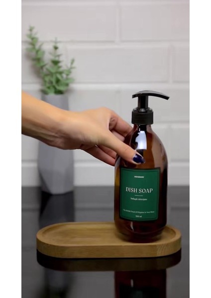Elite Ahşap Stantlı 2’li Amber Cam Sıvı Sabunluk 500ML – Şık ve Fonksiyonel Tasarım 1 Adet