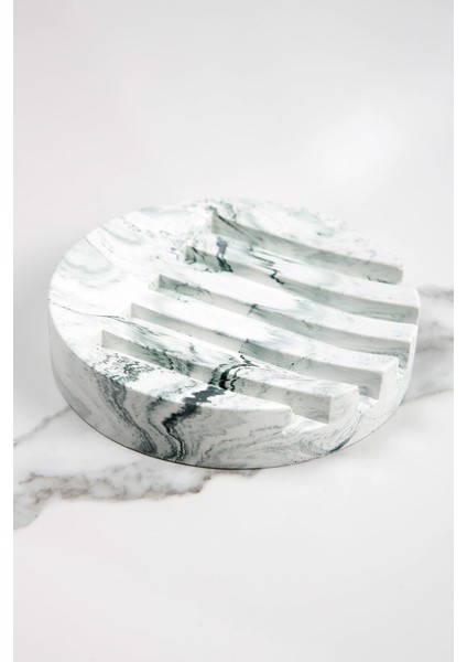 Elite Mermer Desenli Yuvarlak Model Beton Katı Sabunluk Su Giderli 10 cm 1 Adet fiyatları