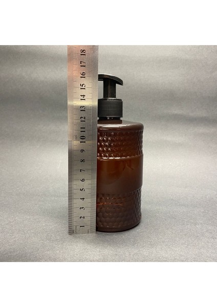 Elite 500 cc Desenli Amber Plastik Şişe - Siyah Pompalı - 500 ml Kalın Plastik Şişe 1 Adet