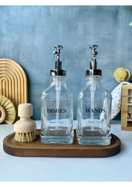 Elite Ahşap Altlıklı Sabunluk & Deterjanlık | Dishes, Hands, Soap, Lotion Etiketli ve Mühür Fırça Set 1 Adet fiyatları