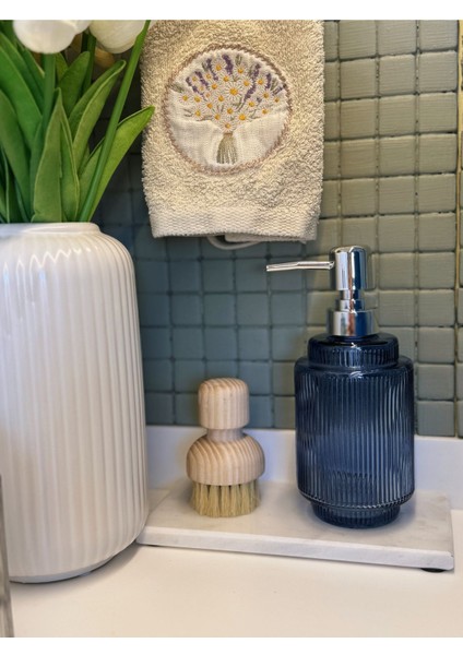 Elite Gümüş Başlıklı Cam Sıvı Sabunluk Lacivert - Mutfak/banyo 1 Adet