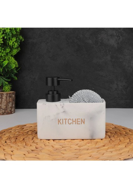 Elite Mien Mermer Desenli Polyresin Sıvı Sabunluk CN-56789 1 Adet