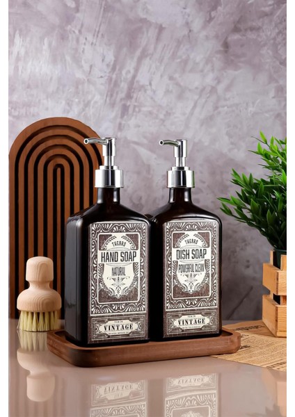 Elite 500ML Premium El Sabunu,bulaşık Deterjanı Stantlı Sabunluk Seti Parlak Metal Pompalı 1 Adet