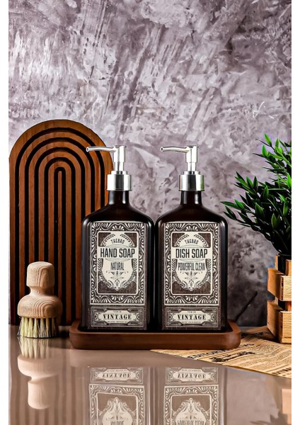 Elite 500ML Premium El Sabunu,bulaşık Deterjanı Stantlı Sabunluk Seti Parlak Metal Pompalı 1 Adet