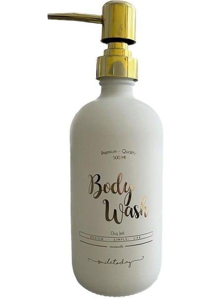 Elite Beyaz Cam Duş Jeli Şişesi - 500 ml (Body Wash) 1 Adet