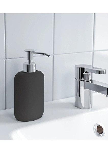 Elite Quality Sıvı Sabunluk Hacim 300 ml Ikea Pompalı Sabun Kabı Stoneware Koyu Gri Yükseklik 18 cm 1 Adet