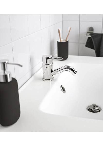Elite Quality Sıvı Sabunluk Hacim 300 ml Ikea Pompalı Sabun Kabı Stoneware Koyu Gri Yükseklik 18 cm 1 Adet