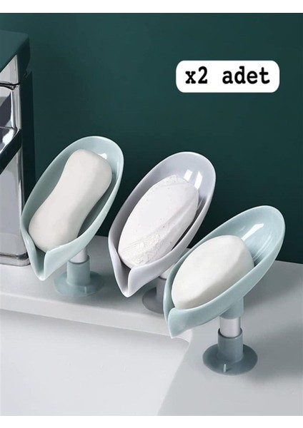 Elite (2 Adet) Vantuzlu Su Giderli Sabunluk | Vantuzlu Su Tutmaz Katı Sabunluk (Gri) 1 Adet
