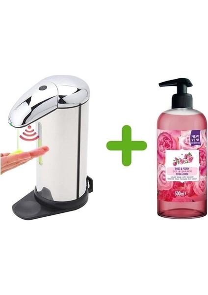 Elite Sensörlü Fotoselli Sıvı Sabunluk 14X10X22CM ve Bir Adet 500 ml Sıvı Sabun Gül Kokulu 1 Adet indirimleri
