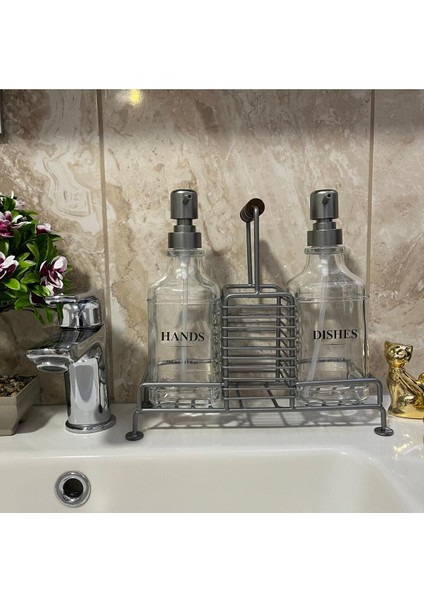 Elite Dayanıklı Metal Stand & 2'li Cam Sabunluk - Gri 1 Adet fiyatları