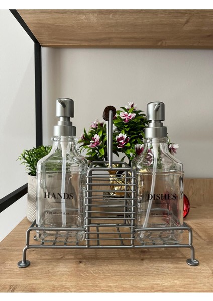 Elite Dayanıklı Metal Stand & 2'li Cam Sabunluk - Gri 1 Adet fırsatları