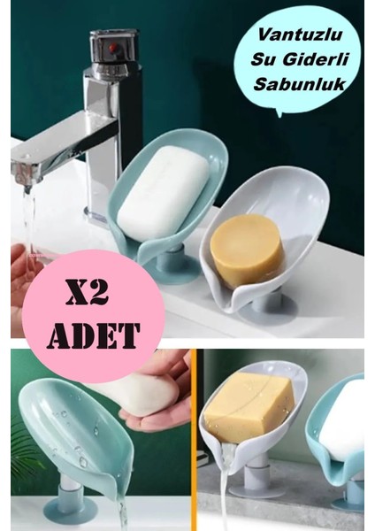 Elite 2 Adet Pratik Vantuzlu Su Giderli Sabunluk | Vantuzlu Su Tutmaz Katı Sabunluk 1 Adet