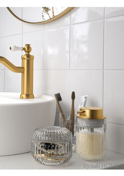Elite 3'lü Cam Banyo Lavabo Seti - Diş Fırçalık, Cam Kutu, Sabunluk 1 Adet