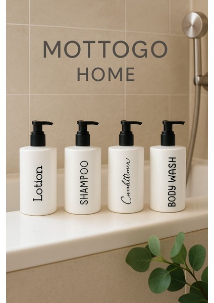Elite 4’lü Porselen Pinterest Banyo Seti- Şampuan,saç Kremi,duş Jeli ve Losyon 1 Adet