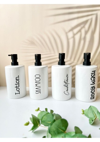 Elite 4’lü Porselen Pinterest Banyo Seti- Şampuan,saç Kremi,duş Jeli ve Losyon 1 Adet modelleri