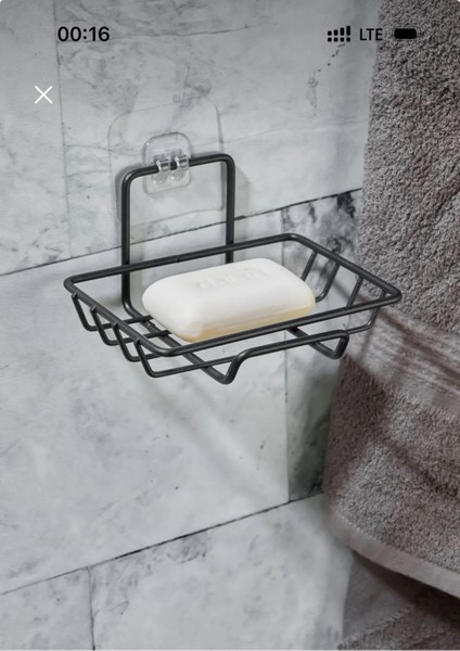 Elite Süper Güçlü Yapışkanlı Siyah Metal Katı Sabunluk/sabun Tutucu Sabunluk 1 Adet