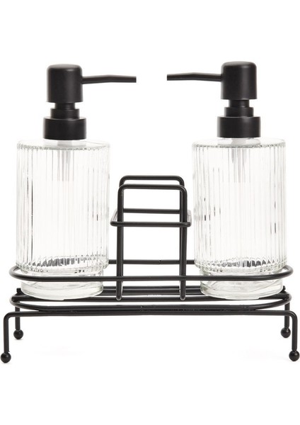 Elite Mien Metal Standlı Sıvı Sabunluk - Siyah / Şeffaf - 22 cm 1 Adet