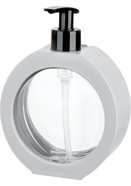 Elite Lüx Görünüm Tezgah Üstü Mutfak Banyo Lavabo Wc Plastik Oval Gri, Bej Sıvı Sabunluk 350ML - 11,80OZ 1 Adet