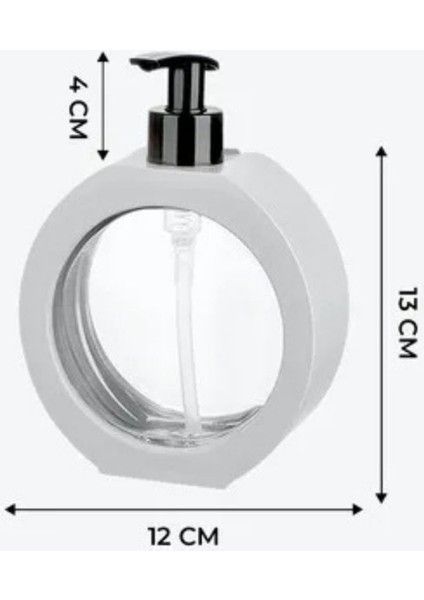 Elite Lüx Görünüm Tezgah Üstü Mutfak Banyo Lavabo Wc Plastik Oval Gri, Bej Sıvı Sabunluk 350ML - 11,80OZ 1 Adet