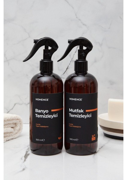 Elite Banyo Temizleyici Mutfak Temizleyici Etiketli Plastik Şişe Seti 2'li Amber Sabunluk 500 ml 1 Adet indirimleri