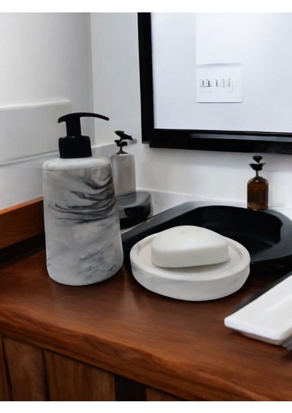 Elite Marble Gri Sabunluk Beton Sıvı ve Katı Sabunluk 1 Adet modelleri