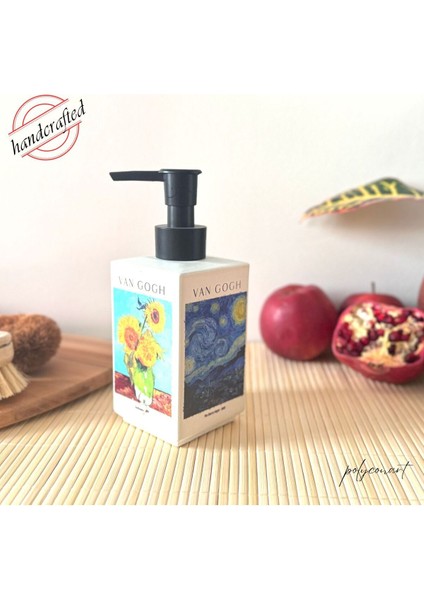 Elite Sıvı Sabunluk Van Gogh Uv Baskılı Banyo Mutfak Beton Sabunluk 250ML Bulaşık Deterjanı 1 Adet modelleri