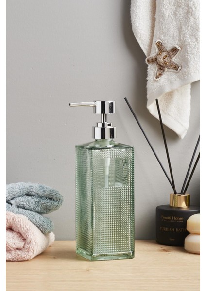 Elite Square Tower Cam Sıvı Sabunluk Lavabo Mutfak 450 ml Sıvı Sabunluk 1 Adet