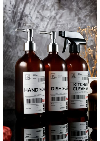 Elite 500ML Amber Cam 911 Post Serisi Sabunluk Seti 1 Adet
