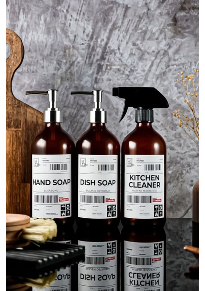 Elite 500ML Amber Cam 911 Post Serisi Sabunluk Seti 1 Adet