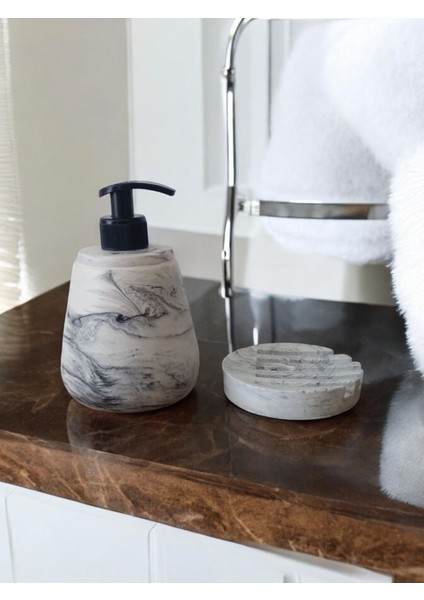 Elite Marble Gri Sıvı ve Katı Sabunluk Seti 1 Adet modelleri