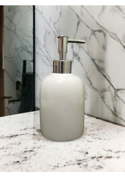 Elite Beyaz Mermer Sıvı Sabunluk-Beyaz Mermer Banyo Seti Sıvı Sabunluk-Gümüş Detaylı 1 Adet fiyatları