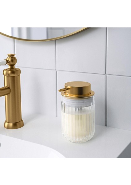 Elite Gold Başlıklı Sıvı Sabunluk Cam-Altın Rengi 350 ml 1 Adet