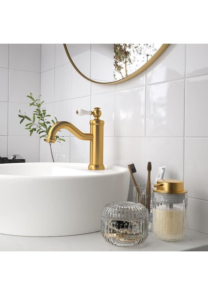 Elite Gold Başlıklı Sıvı Sabunluk Cam-Altın Rengi 350 ml 1 Adet