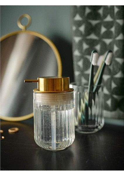 Elite Gold Başlıklı Sıvı Sabunluk Cam-Altın Rengi 350 ml 1 Adet