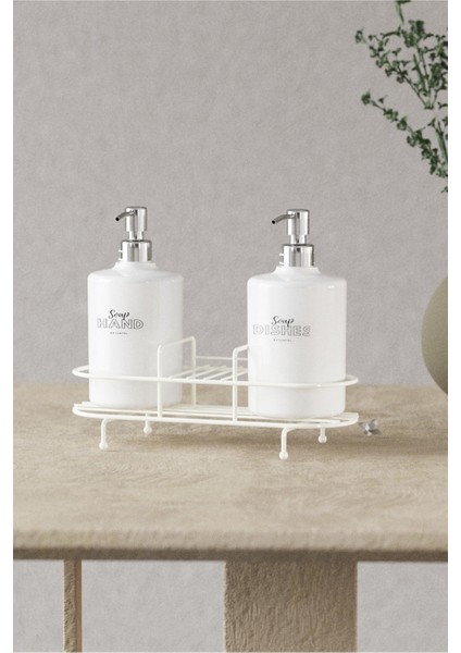 Elite Beyaz 2’li Metal Standlı Plastik Sıvı Sabun ve Losyon Şişesi Sabunluk 500 ml 1 Adet fiyatları