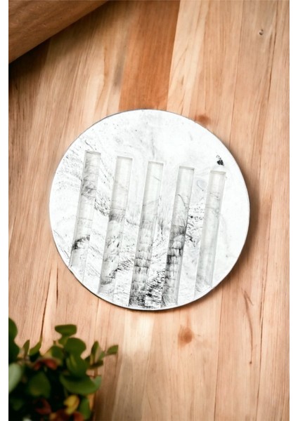 Elite Mermer Desenli Yuvarlak Model Beton Katı Sabunluk Su Giderli 1 Adet