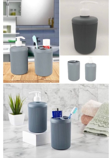 Elite Gri Mutfak ve Banyo Sabunluğu Büyük Boy Pro Plastik Şık Gri Mat Sabunluk Banyo Aksesuarı Kaliteli 1 Adet
