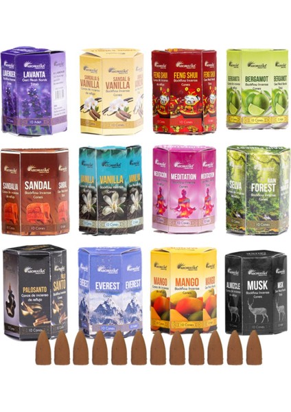 Elite 12 Farklı Aroma 'da 120 Adet Geri Akış Tütsü / Oda Kokusu 1 Adet
