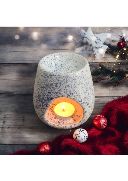 Elite Seramik Yağmur Desen Buhurdanlık ( 1 Adet Tealight Mum ve Tek Kullanımlık Esans ile Gönderilir) 1 Adet